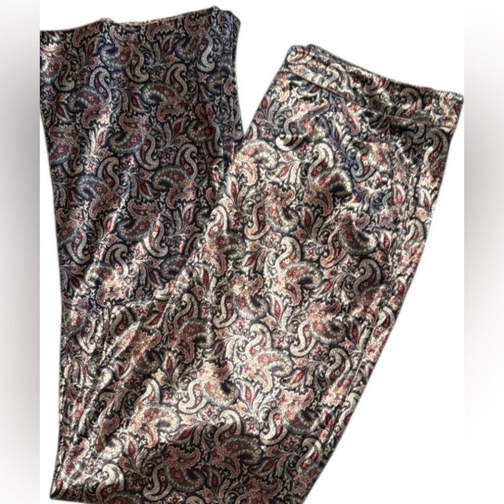 Zara Shiny Crushed Velvet Feel Paisley Pants